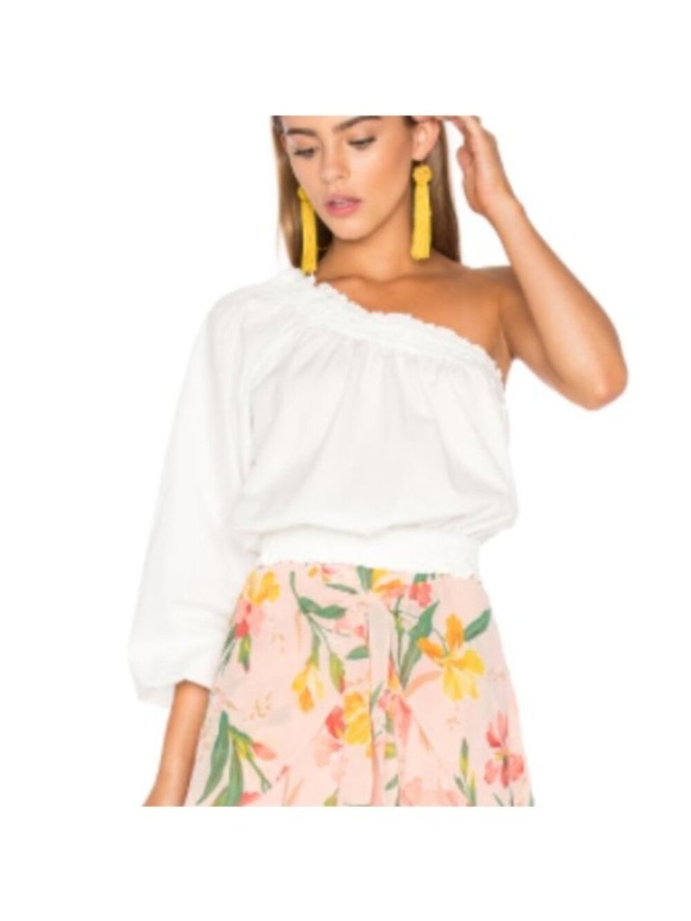 FP One Shoulder White Top Like New Size XS